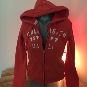 Hollister salmon hoodie with logo